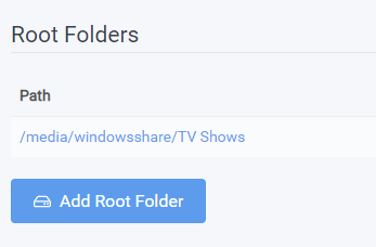 Sonarr root folders